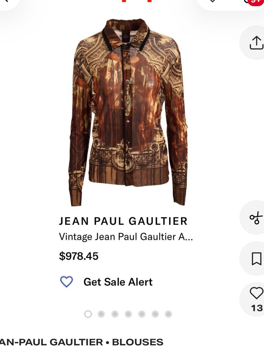 Archival vintage religious Jean Paul Gaultier Brown Button-Up top In I love LA